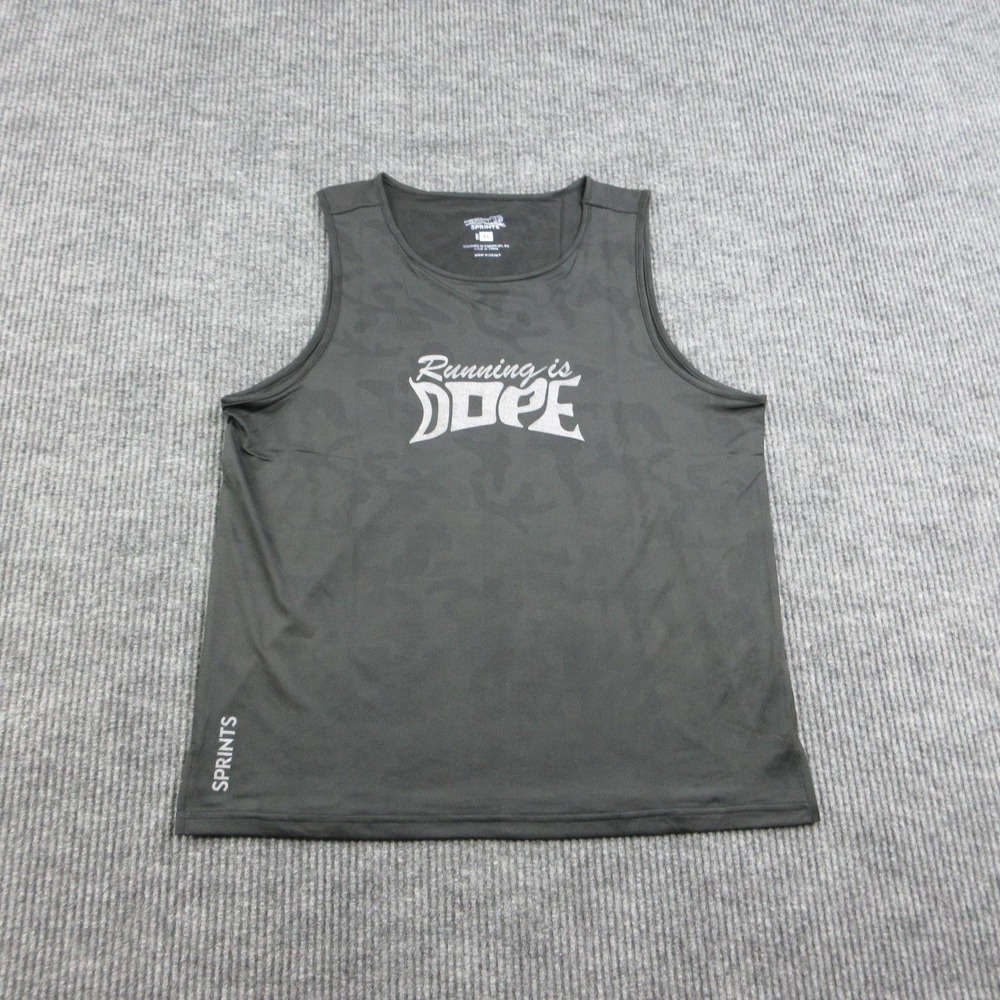 SPRINTS Tank Mens XL Black Jersey Running Performance Moisture Wicking NWOT